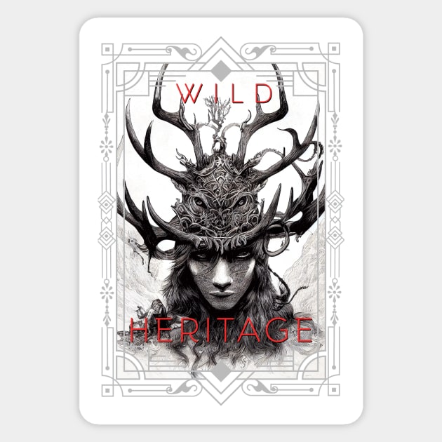 Warrior Stag Wild Nature Illustration Line Epic Illustration Line Art Sticker by Cubebox